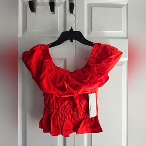 Alpha & Omega Red Off The Shoulder Blouse Size Small